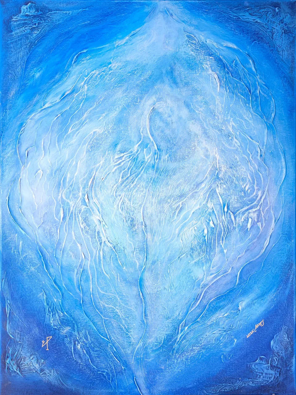 ARCHANIOŁ MICHAŁ, angelic blue – abstract painting by Beata Wiśniewska-Kowalewska