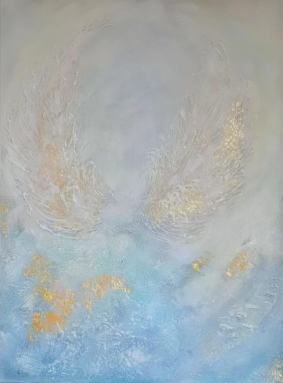 Blue, white and gold.