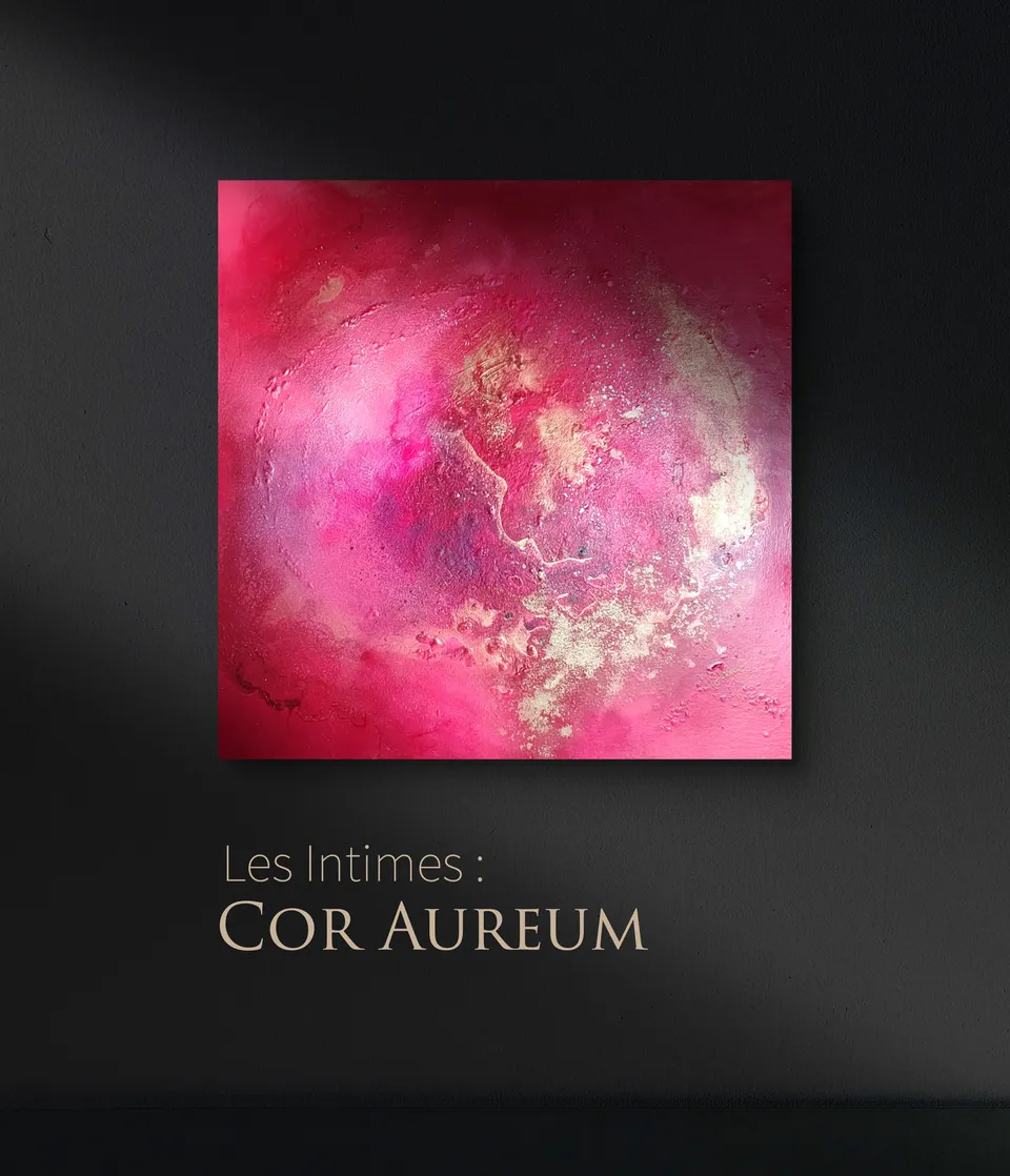 COR AUREUM (The golden heart), abstract painting by Beata Wiśniewska-Kowalewska