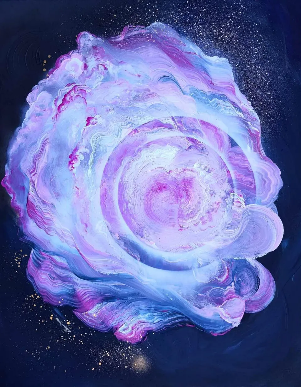 CZAKRA GWIAZDY DUSZY, a luminous star in space – abstract painting by Beata Wiśniewska-Kowalewska