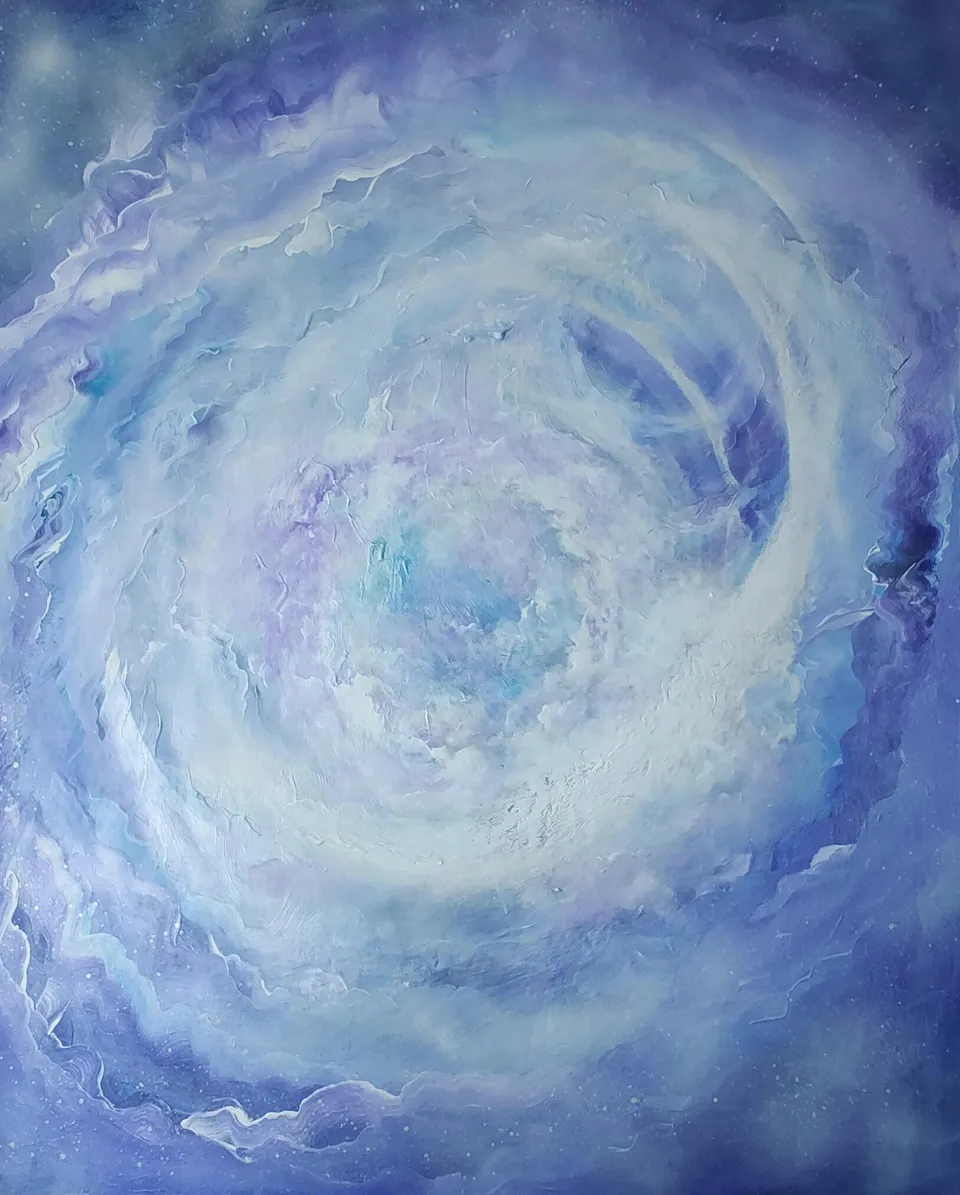 GAYATRI, a vibrant, cosmic abstraction – abstract painting by Beata Wiśniewska-Kowalewska
