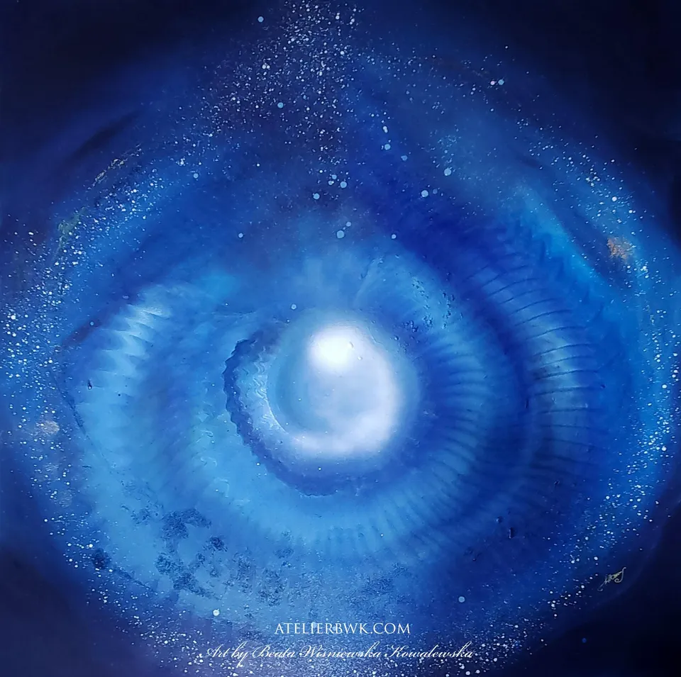 LUX IN TENEBRIS (Light in the darkness), abstract painting by Beata Wiśniewska-Kowalewska